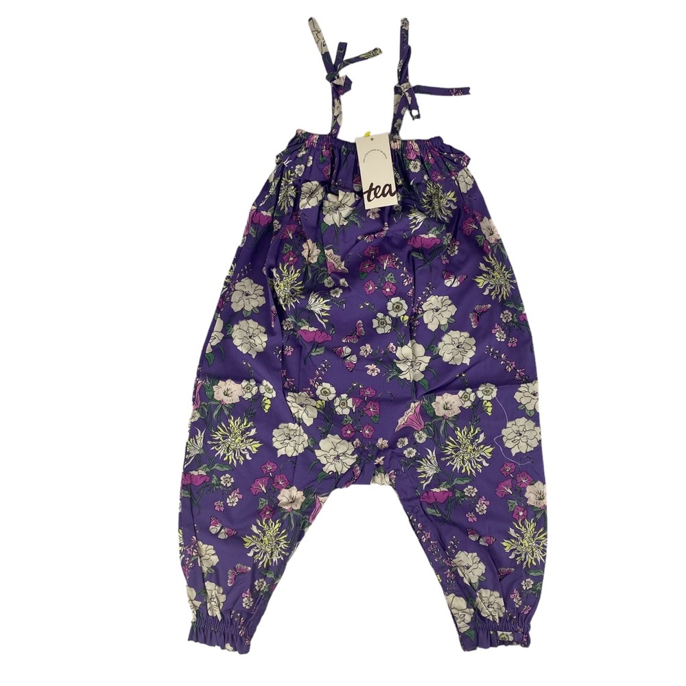 NWT Tea Collection Tie Shoulder Floral Baby Romper - Size 18-24M